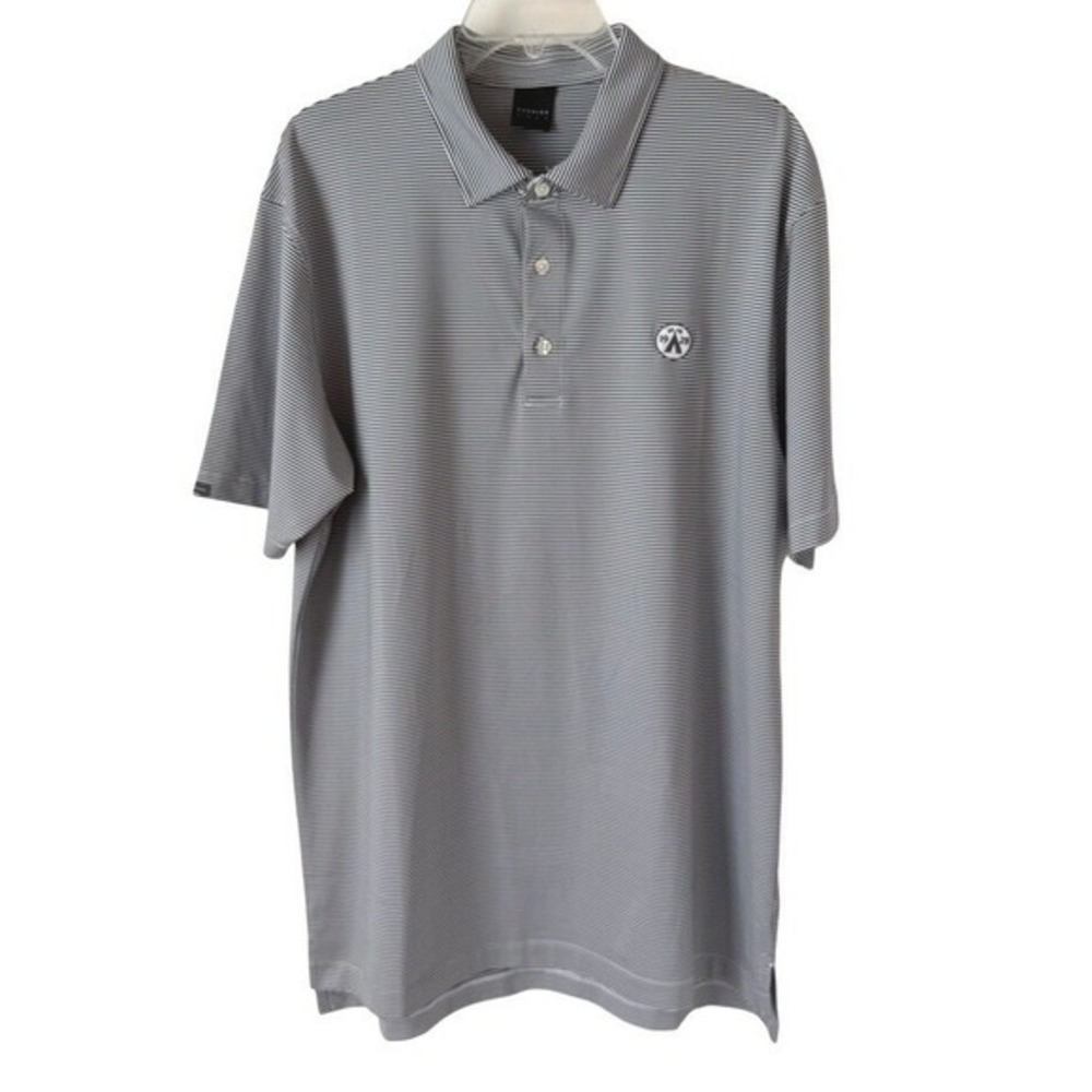 Dunning Golf Mens‎ Coolmax Performance Polo Shirt Short Sleeve Stripe Print